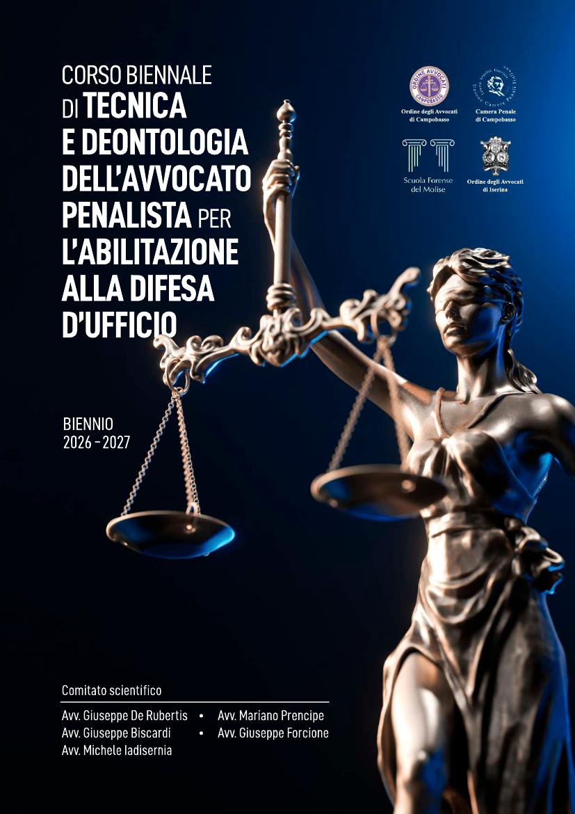 Copertina del programma del Corso biennale Difensori d'Ufficio 2026-2027